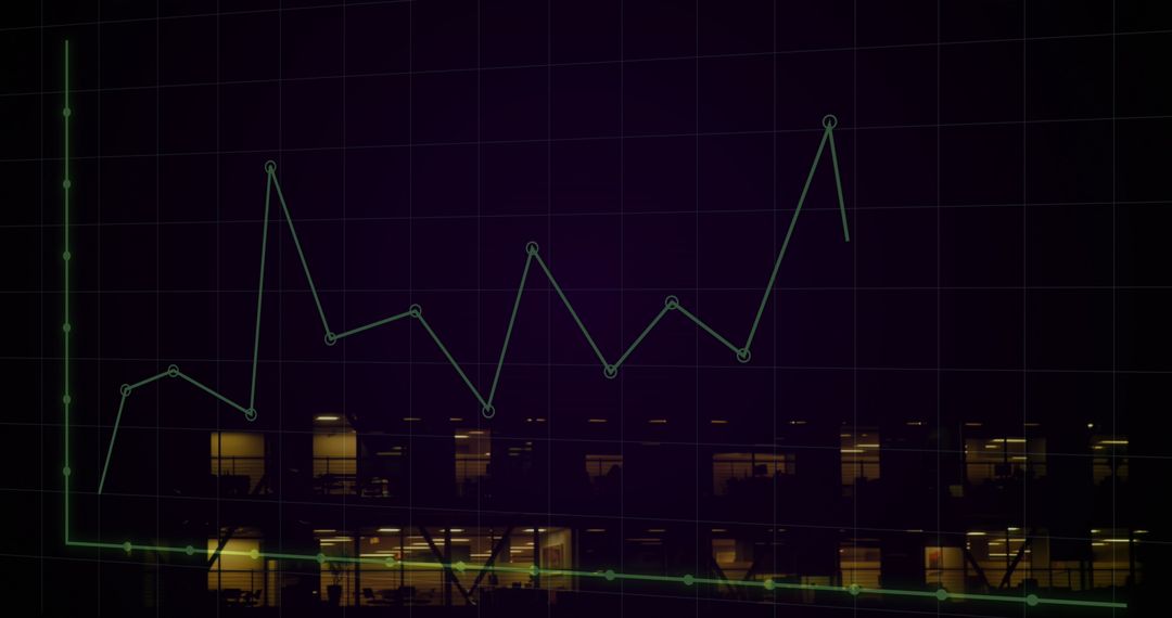 Abstract Graphs Over Modern Building at Night