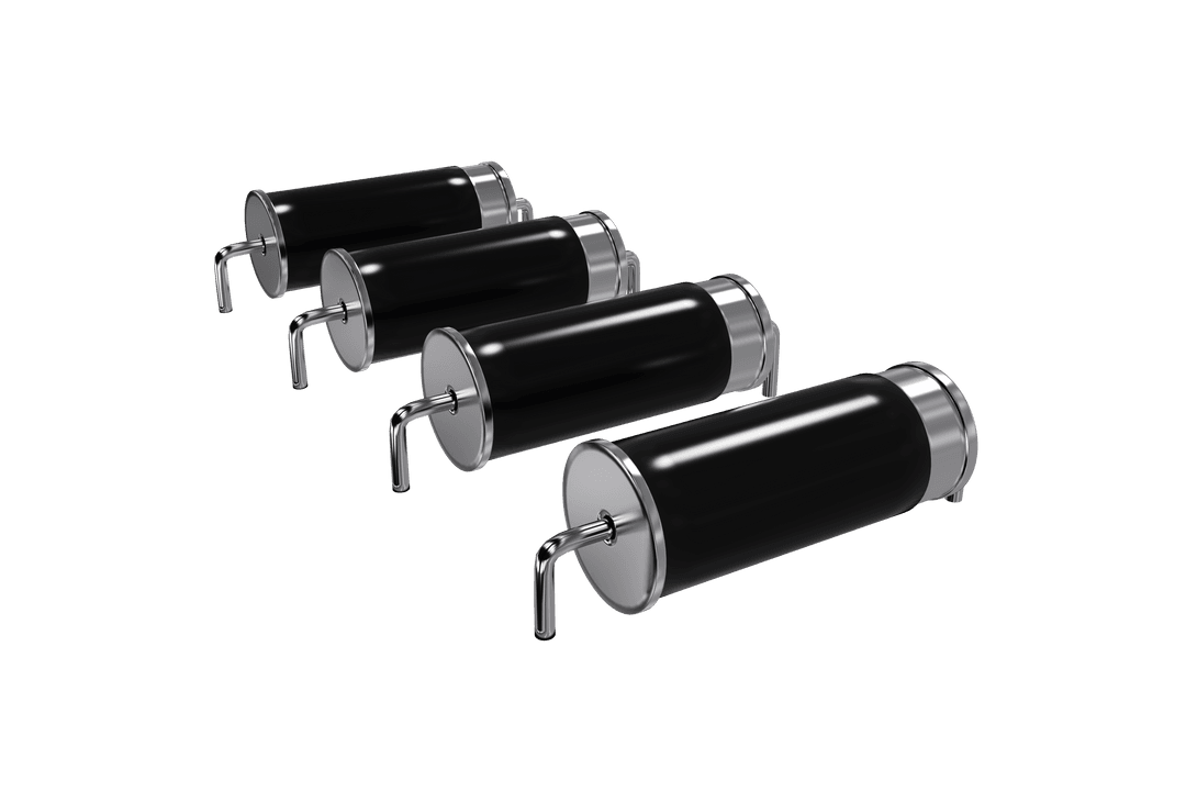 Transparent Background Close-Up of Black Cylindrical Diodes in a Line