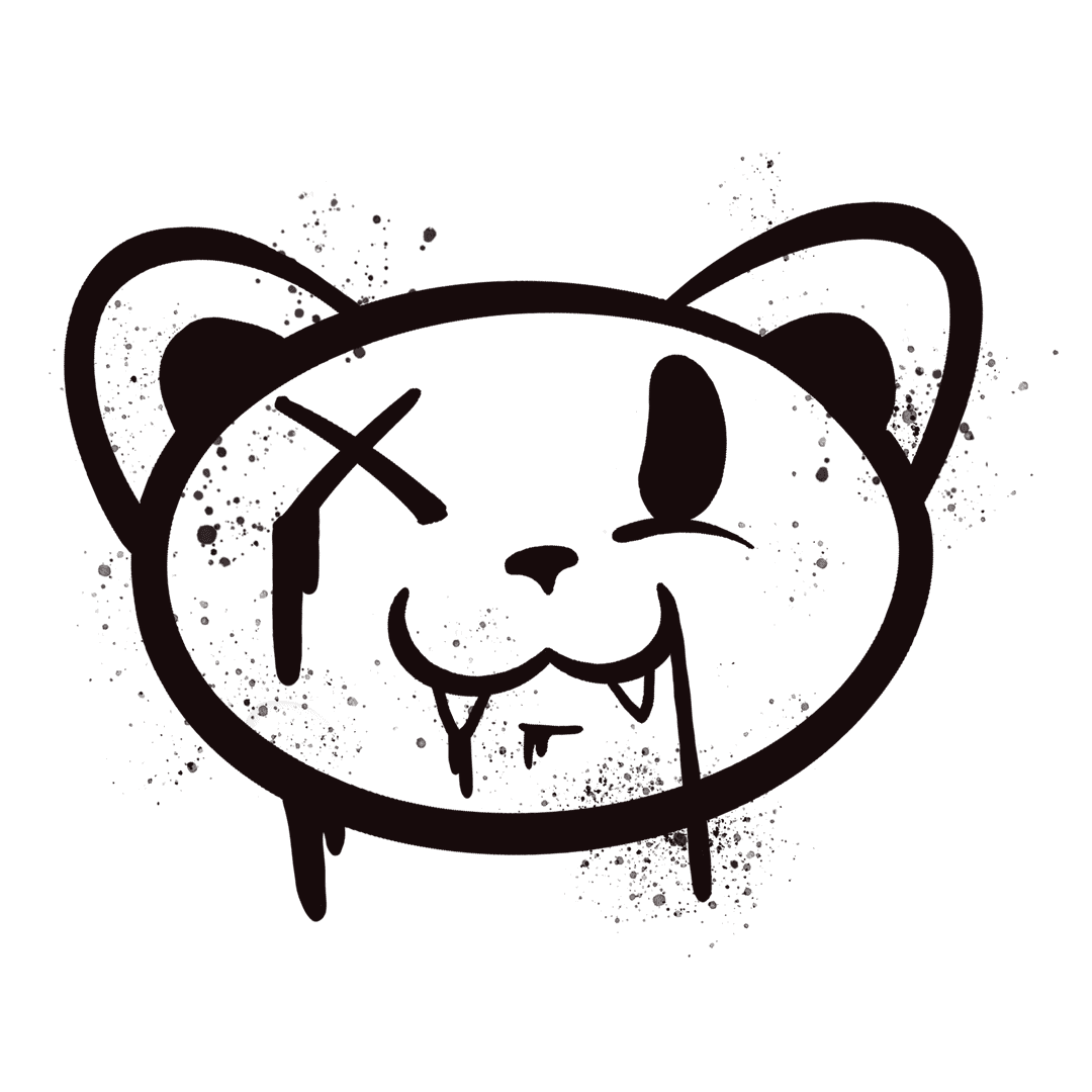 Street Art Graffiti Cat With Ink Splatters on Transparent Background