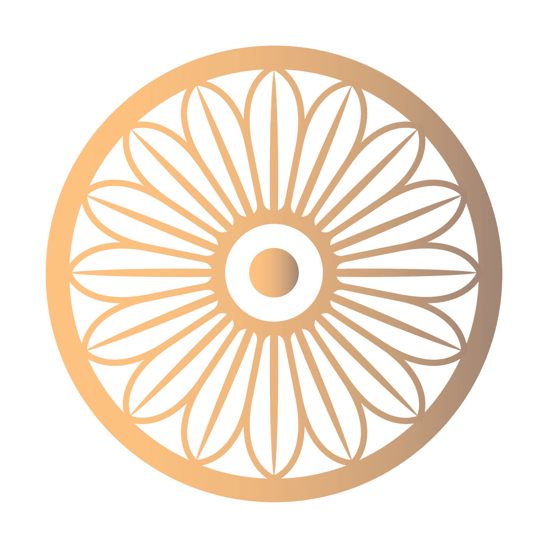 Golden Mandala with Metallic Gradient on Transparent Background