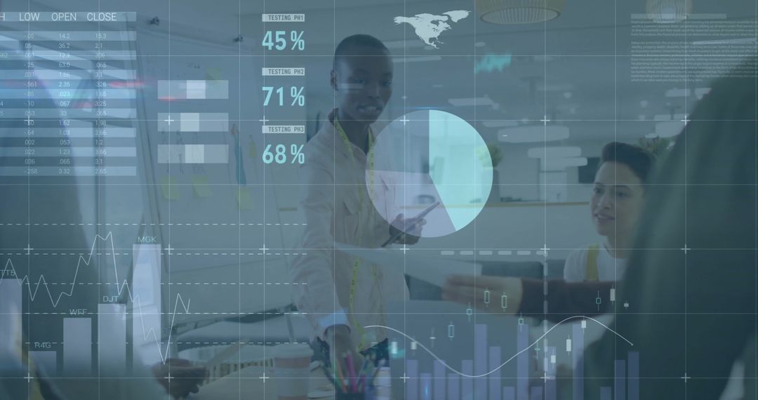 Global Finance Team Analyzing Digital Data Insights in Modern Office