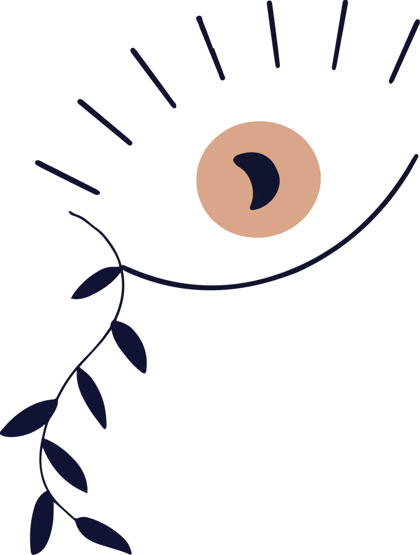 Mystical Eye with Vine Modern Design on Transparent Background