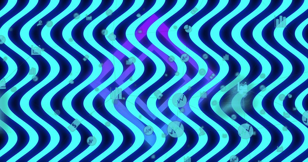 Abstract Glowing Blue Waving Lines with Purple Diamonds