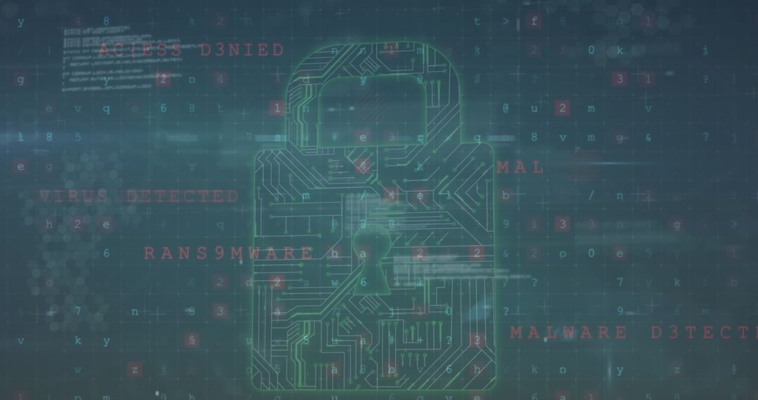 Digital Security Concept with Circuitry Padlock Design
