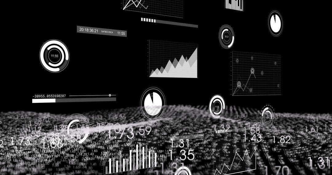Futuristic Data Visualization Interface on Abstract Grid