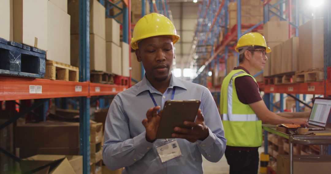 Industrial Workers Managing Inventory in Warehouse - Free Images, Stock Photos and Pictures on Pikwizard.com