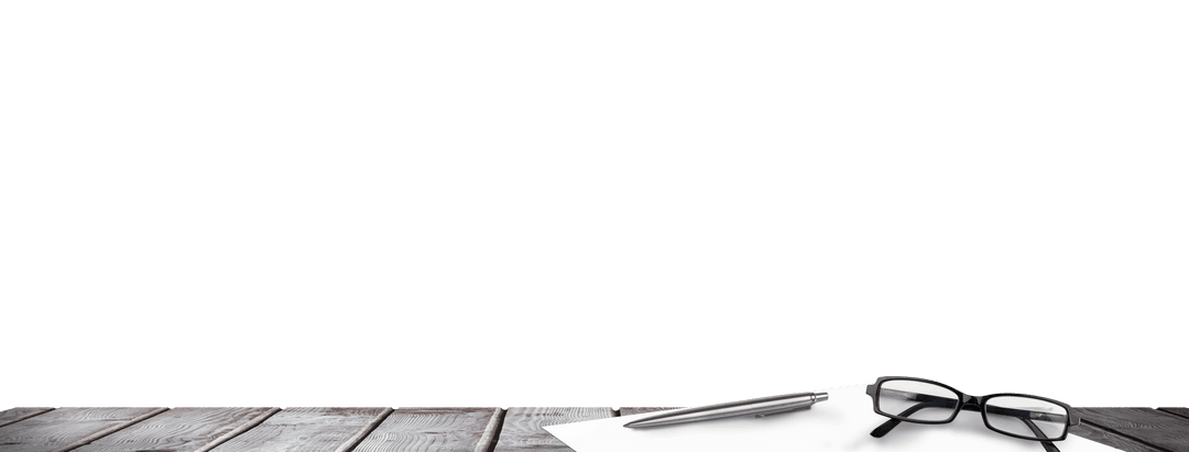 Transparent Office Desk with Documents, Glasses and Pen Illustration