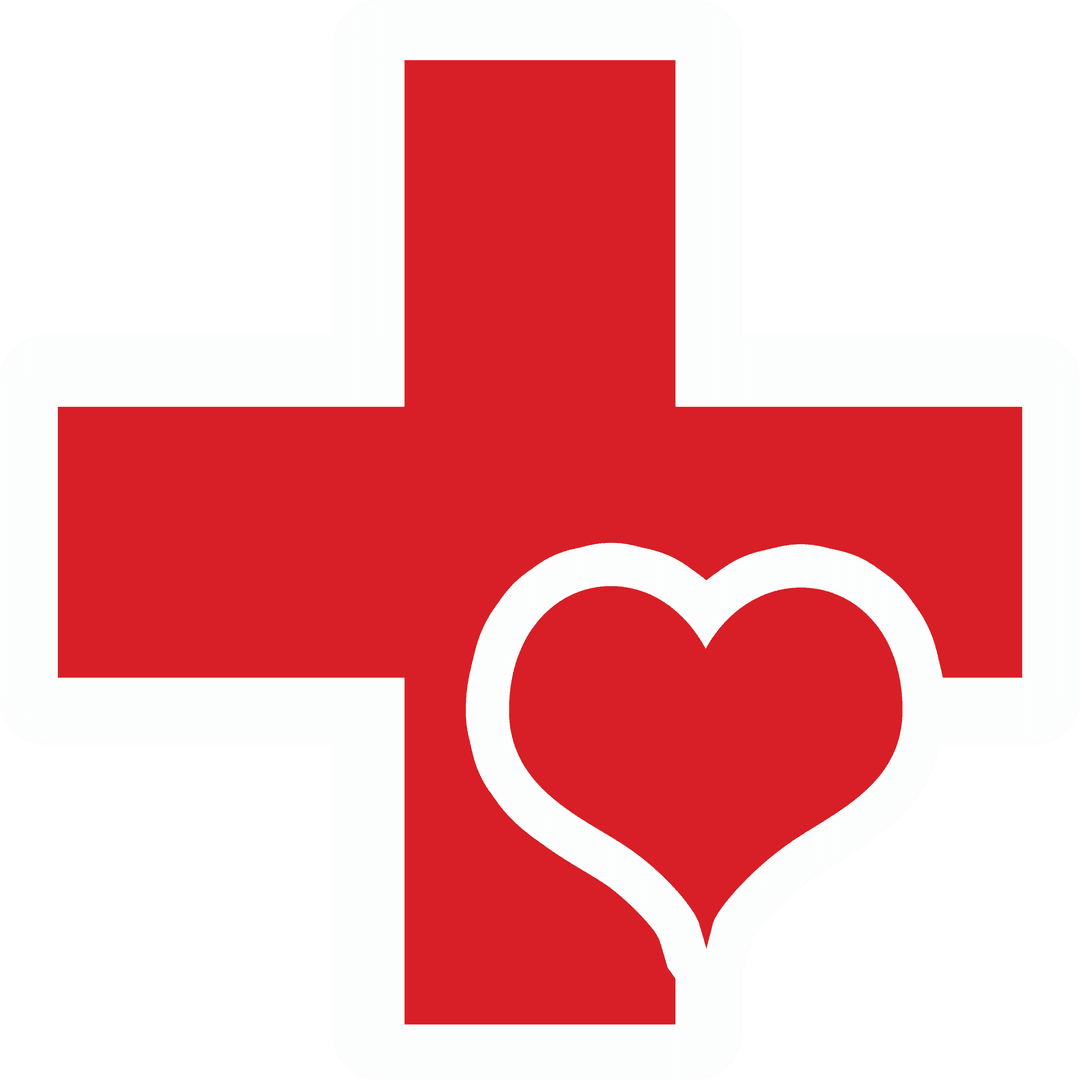 Red Cross with Heart on Transparent Background Medical Symbol