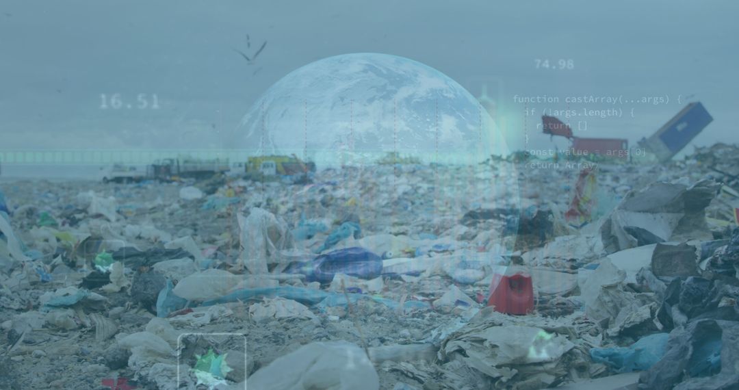 Double Exposure of Data Processing Over Rubbish Dump