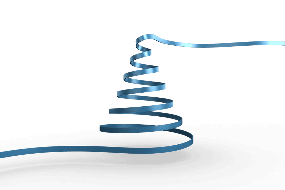 Blue Ribbon Christmas Tree on Transparent Background