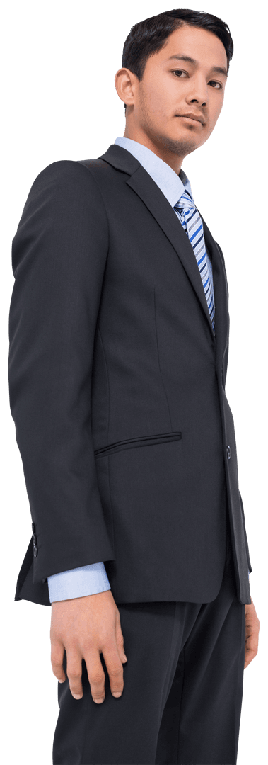Transparent Confident Asian Businessman in Formal Suit