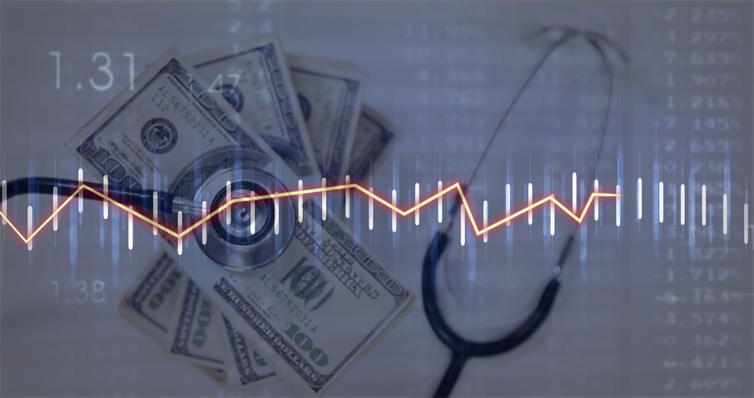 Financial Health Care Analysis with Dollar and Stethoscope Concept