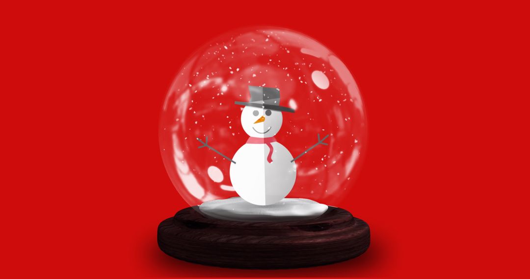 Snow Globe with Smiling Snowman and Falling Snow - Free Images, Stock Photos and Pictures on Pikwizard.com