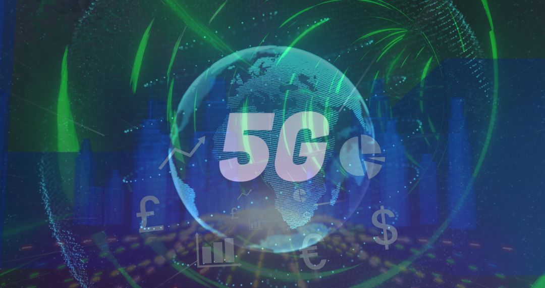 5G Technology Digital Globe with Global Network Icons