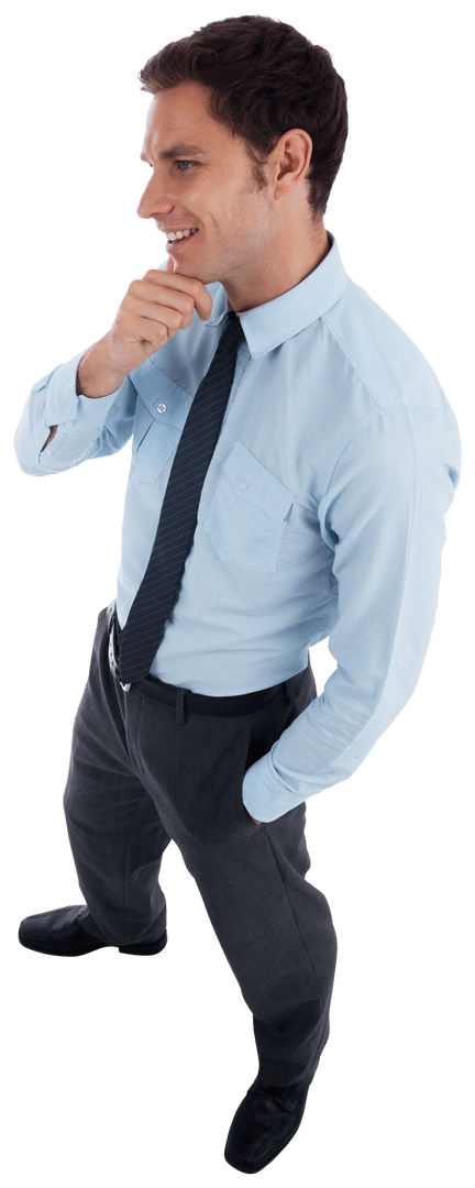 Thoughtful Businessman Displaying Inspiration with Transparent Background