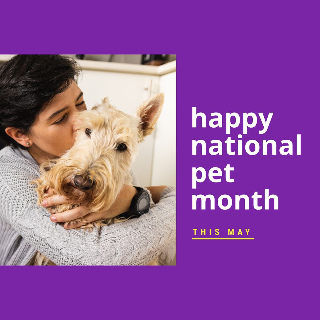 Woman Celebrating National Pet Month Kissing Scottish Terrier - Download Free Stock Templates Pikwizard.com