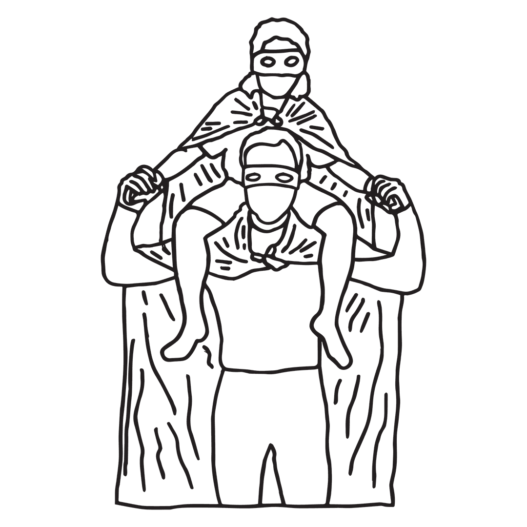 Father Playing with Daughter Sketch on Transparent Background