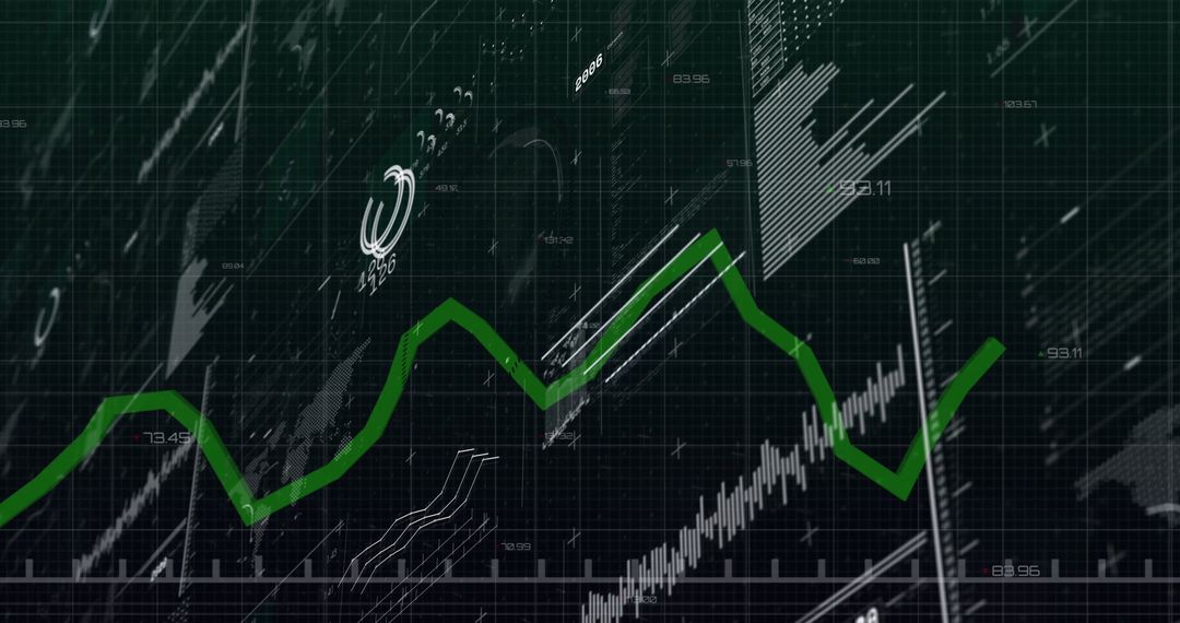 Stock Market Trends Digital Display with Fluctuating Graph
