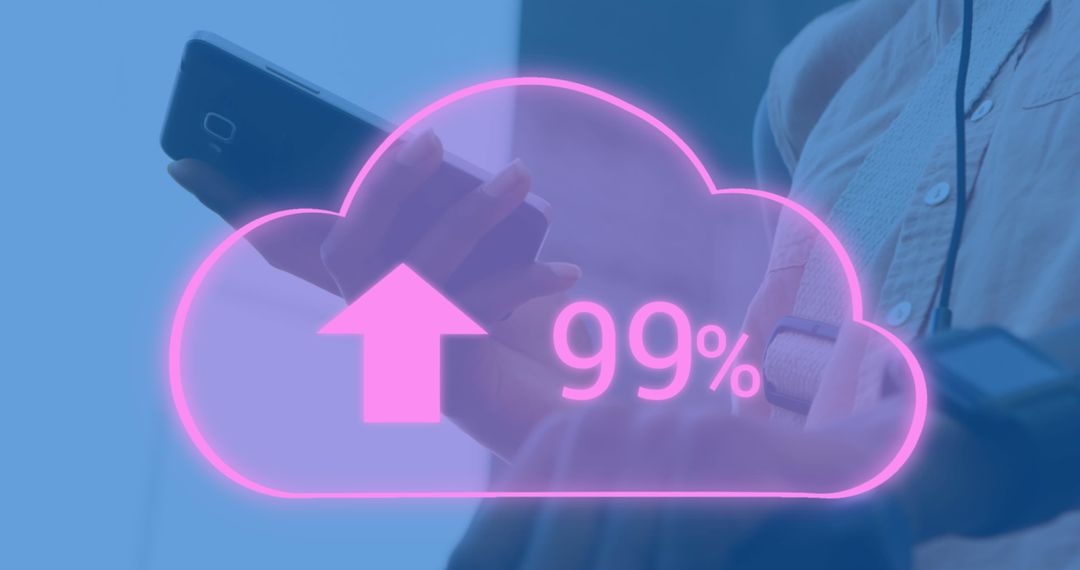 Digital Cloud Showing Upload Progress Over Smartphone