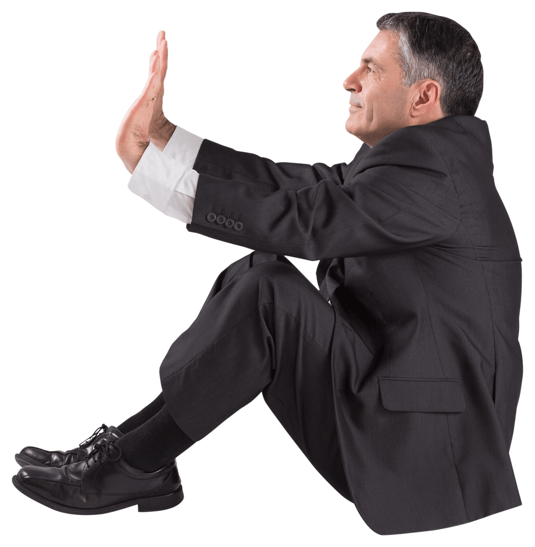 Caucasian Businessman Sitting Transparent Background Concept