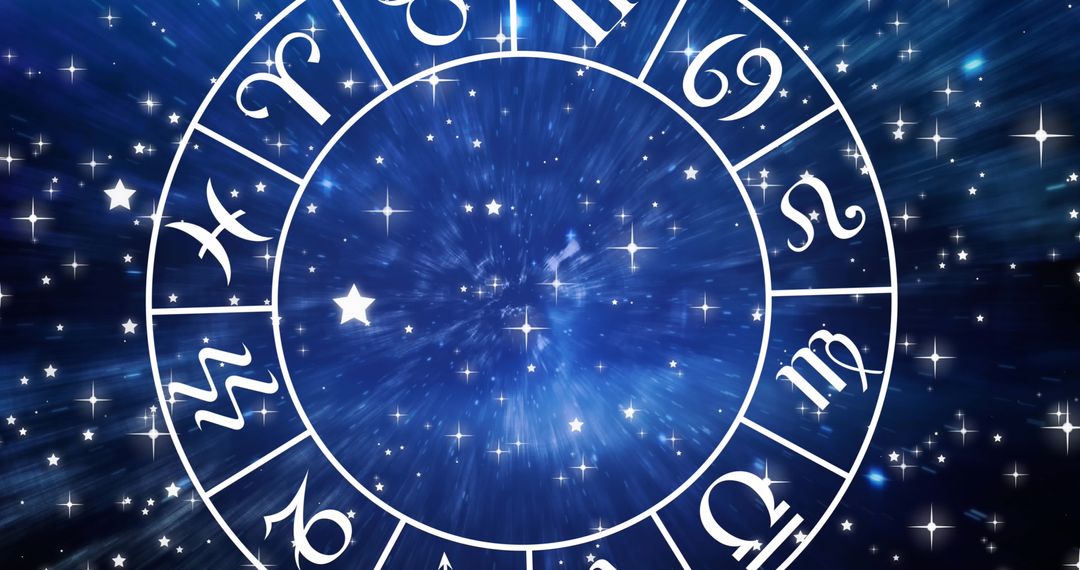 Astrological Zodiac Wheel Against Starry Universe