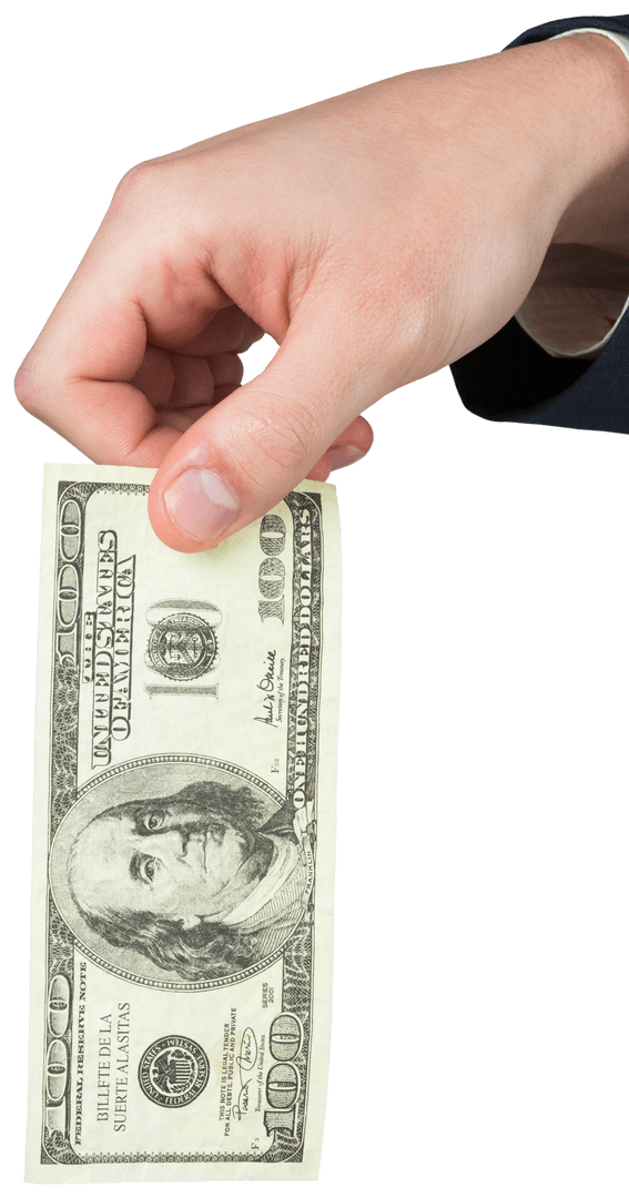Transparent Showing of Hundred Dollar Bill in Hand