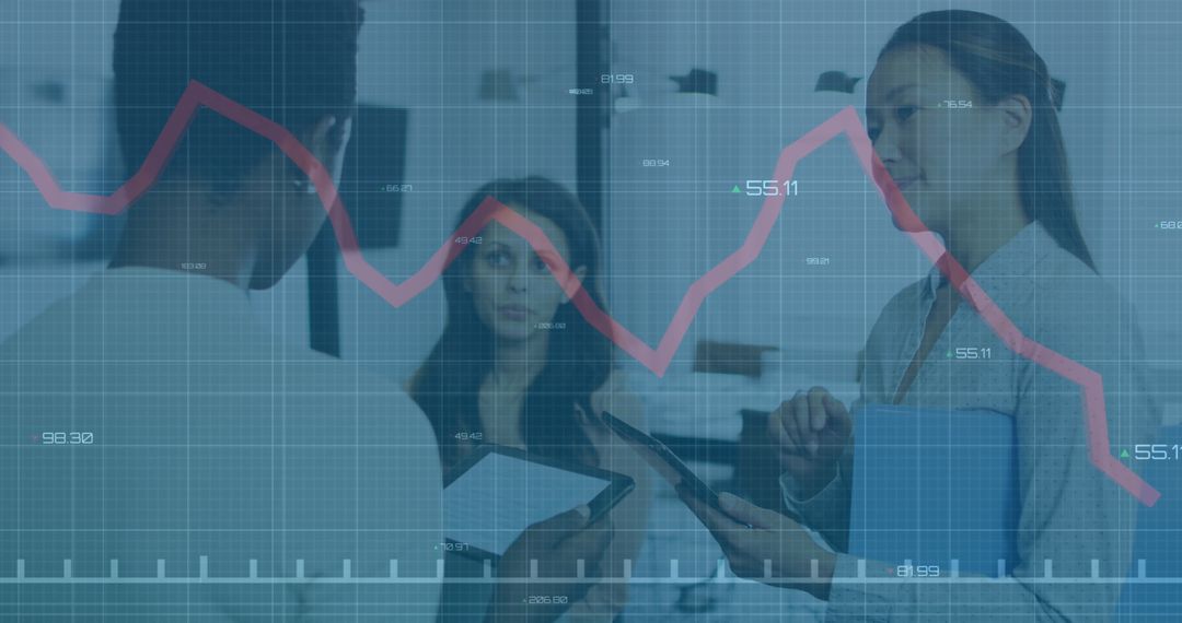 Analyzing Financial Trends with Diverse Business Team in Office