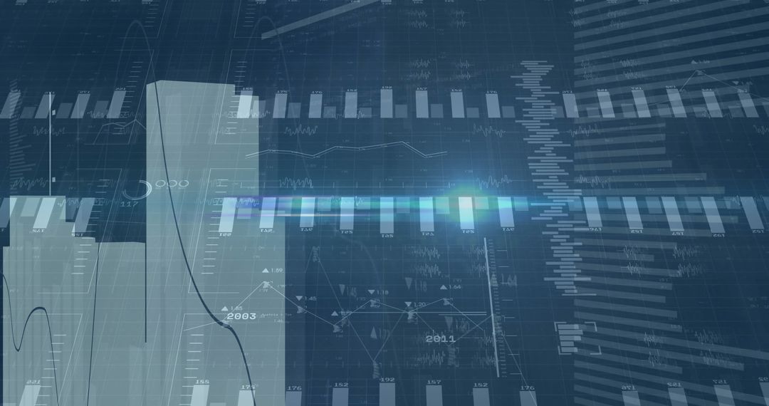 Abstract Financial Data with Line Graph and Bars