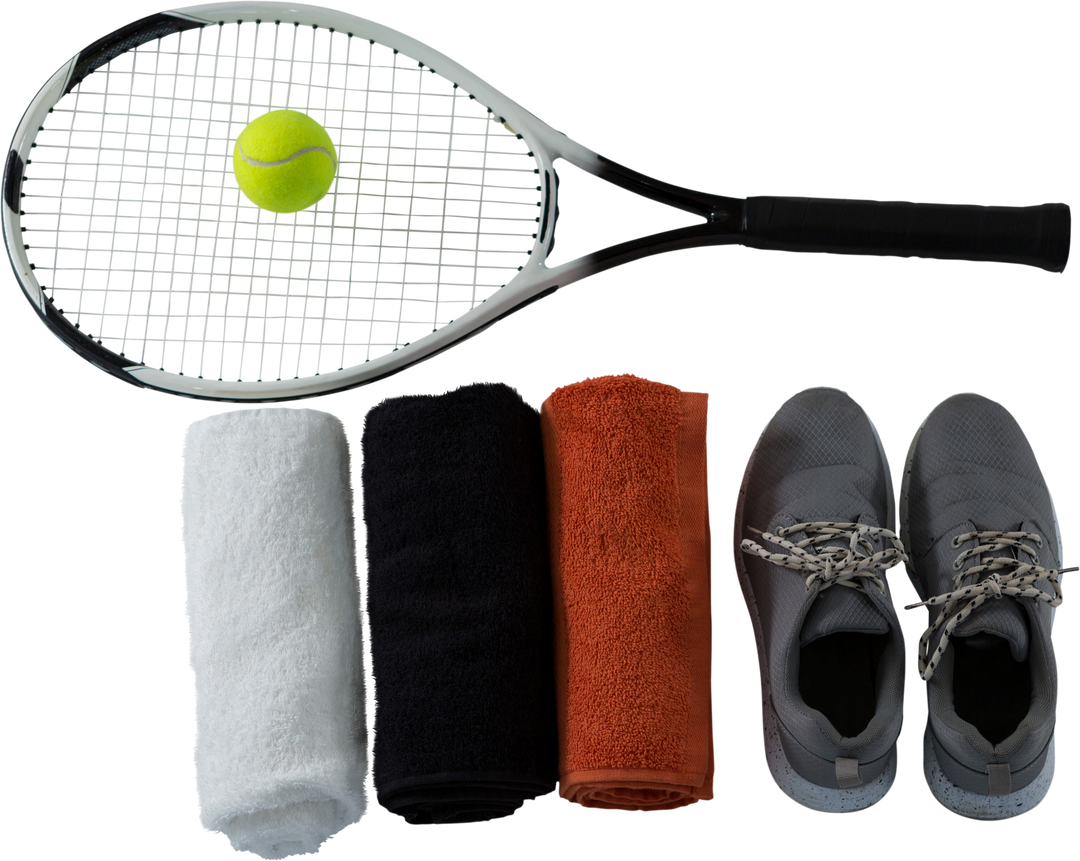 Transparent Tennis Gear Arrangement With Racket And Shoes For Sports Enthusiasts - Download Free Stock Images Pikwizard.com