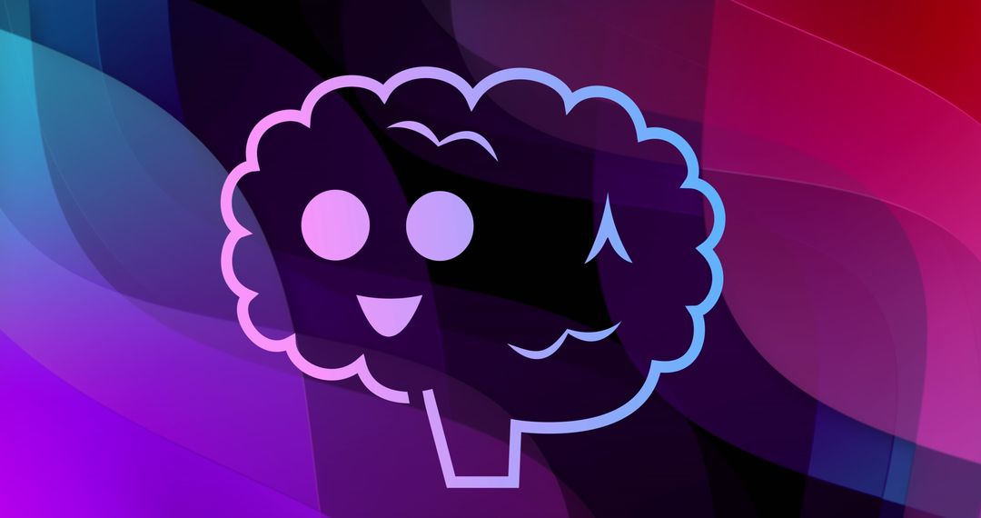 Abstract Brain Icon with Colorful Light Patterns