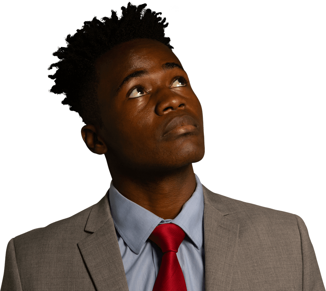 Businessman Looking Up on Transparent Background
