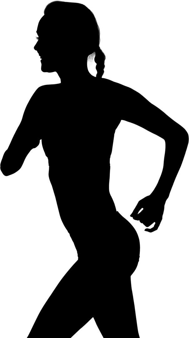 Silhouette of Woman Running on Transparent Background Illustration