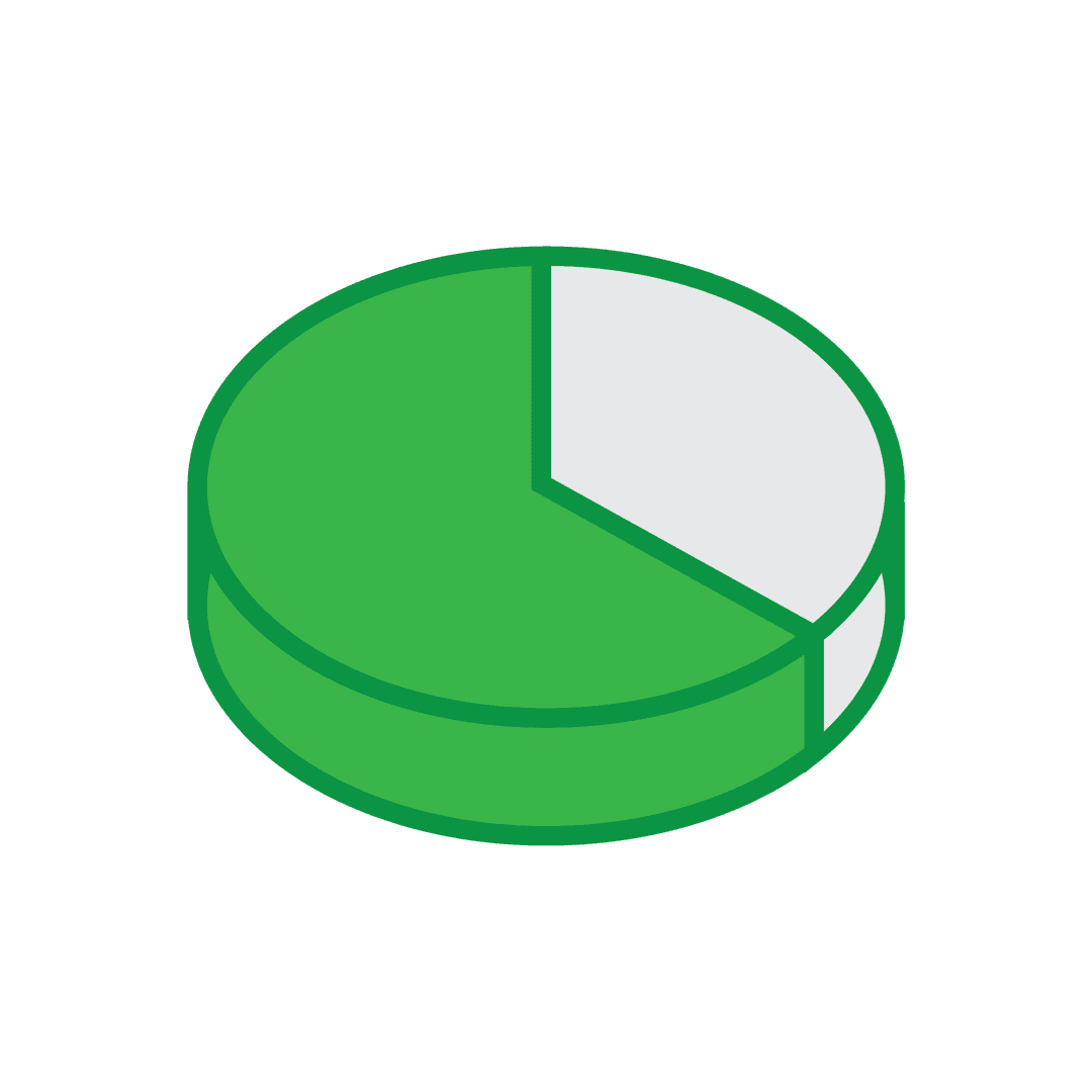Green Pie Chart on Transparent Background for Business Graphics