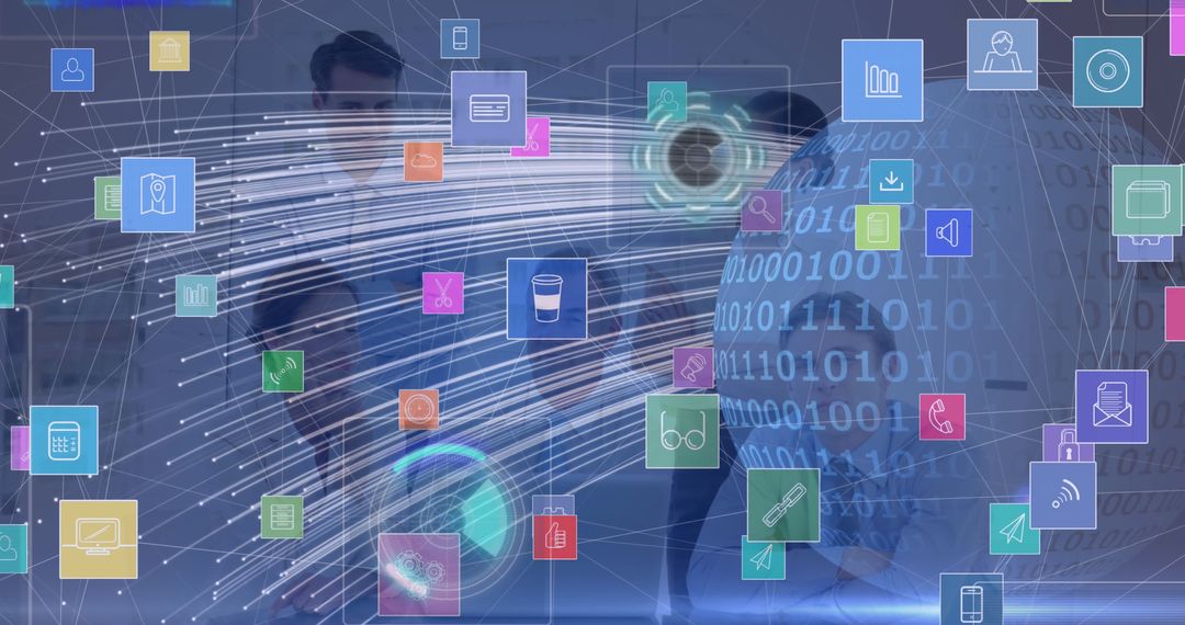 Team Collaborating on Holographic Data Analytics in Modern Office