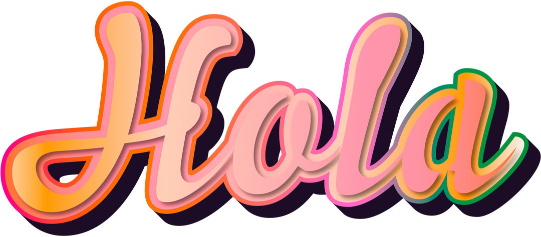 Retro Style 'Hola' Text with Vibrant Colors and Shadow on Transparent Background - Download Free Stock Images Pikwizard.com