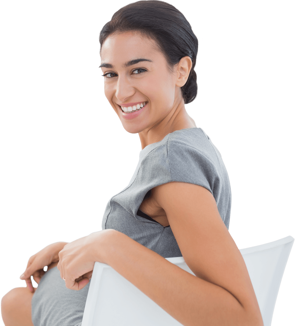 Happy Businesswoman on Transparent Background with Confident Smile