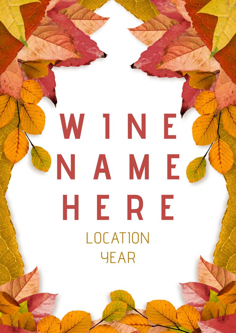 Autumn Leaves Framed Wine Label Template