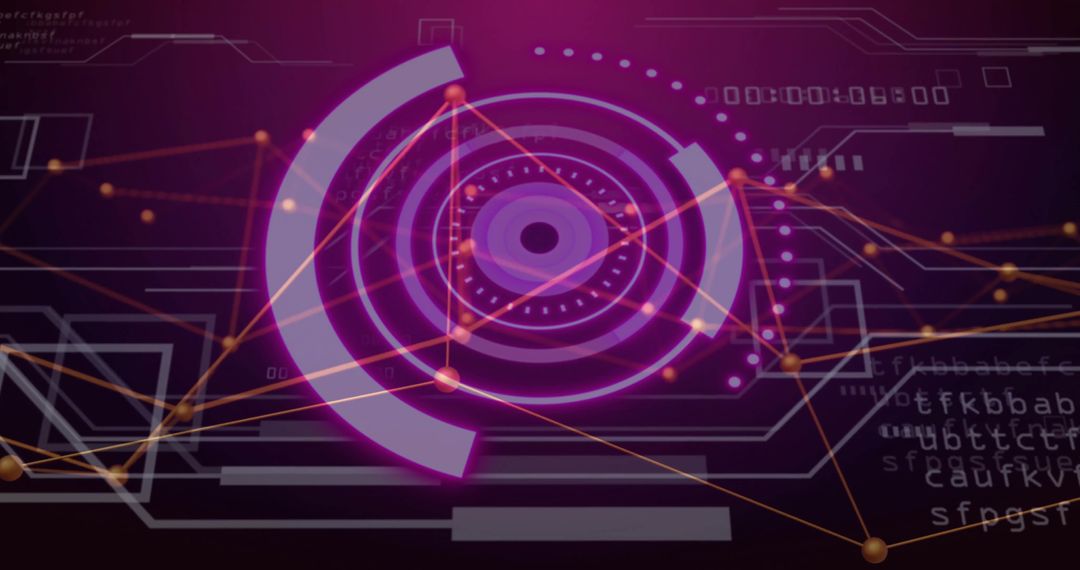 Futuristic Neon HUD Technology Interface with Data Visuals