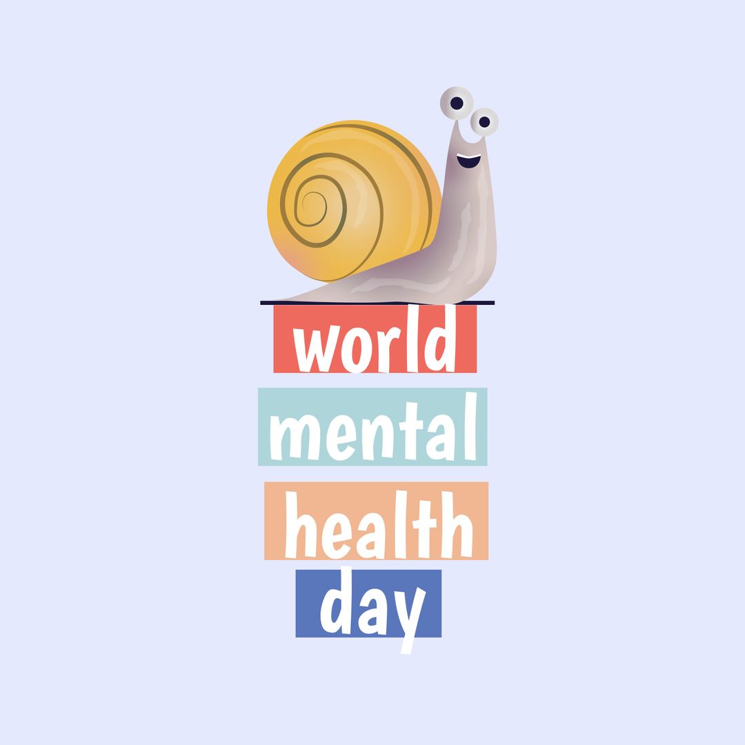 World Mental Health Day Design with Smiling Snail Graphic