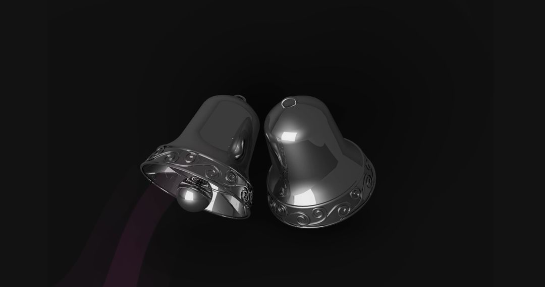 Shiny Silver Bells on Dark Background