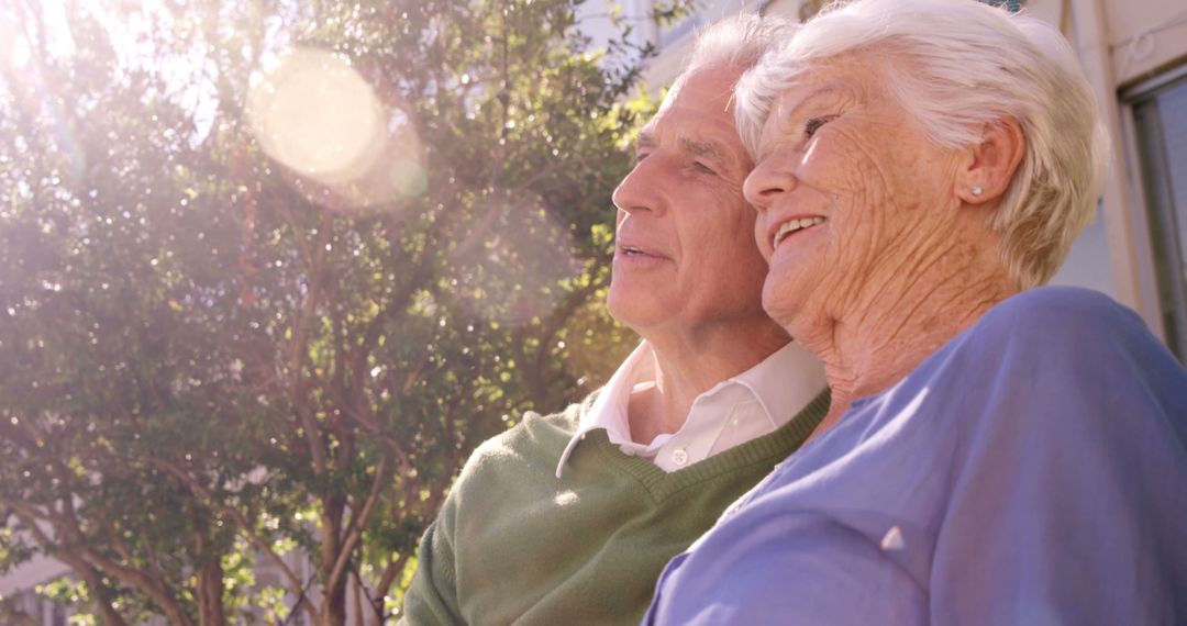 Senior Couple Enjoying Sunlight and Nature Together - Free Images, Stock Photos and Pictures on Pikwizard.com