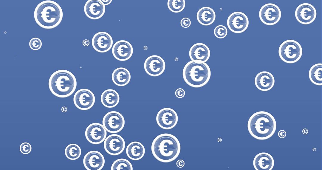 Floating Euro Symbols on Blue Background