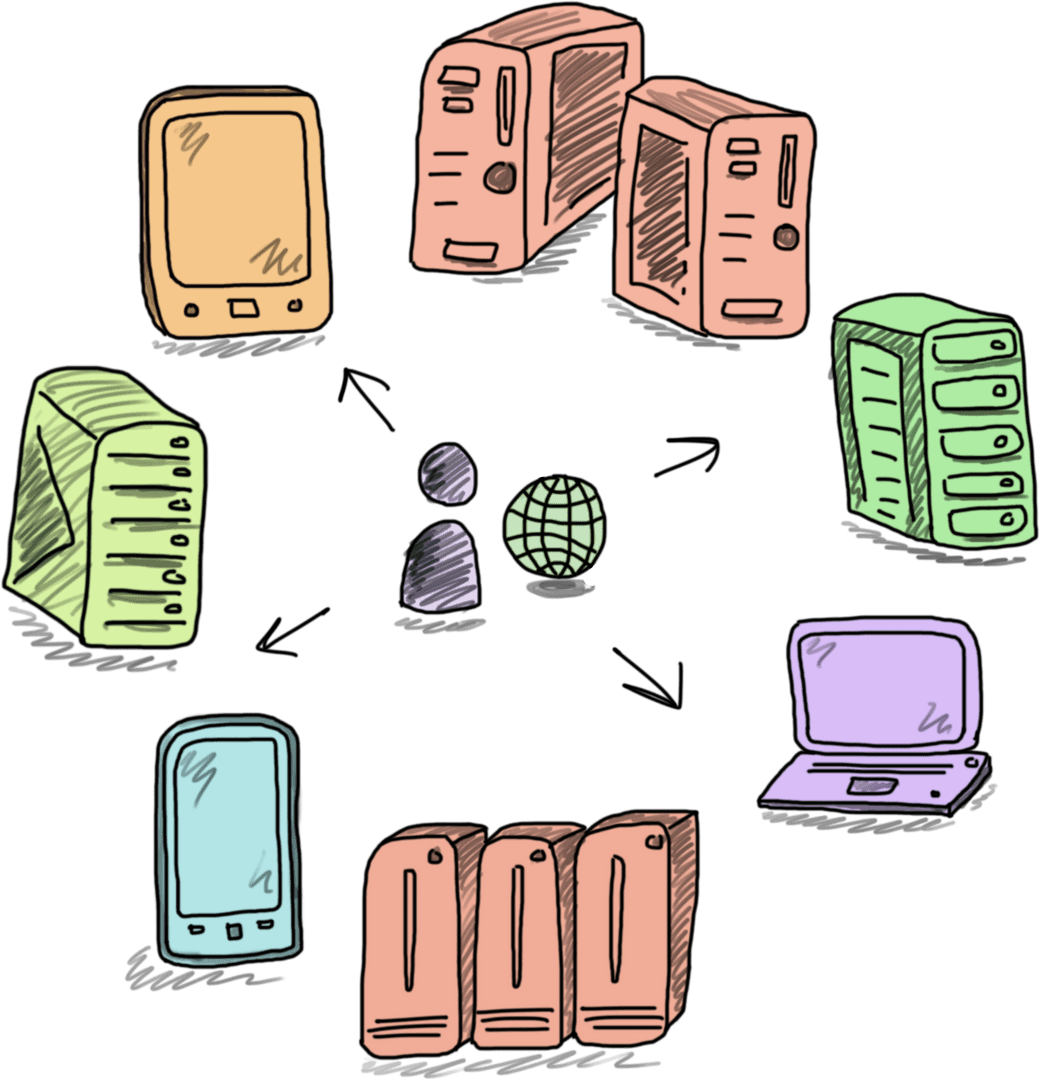 Transparent Global Network of Digital Devices Illustration