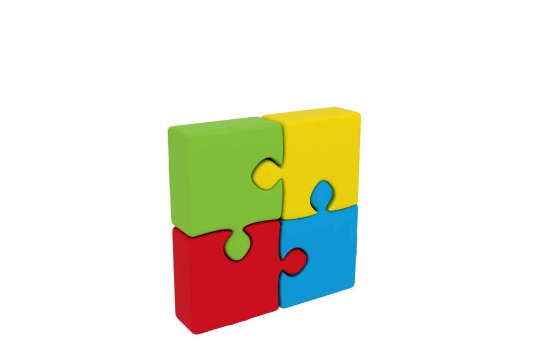 Colorful Transparent Square Jigsaw Puzzle Pieces