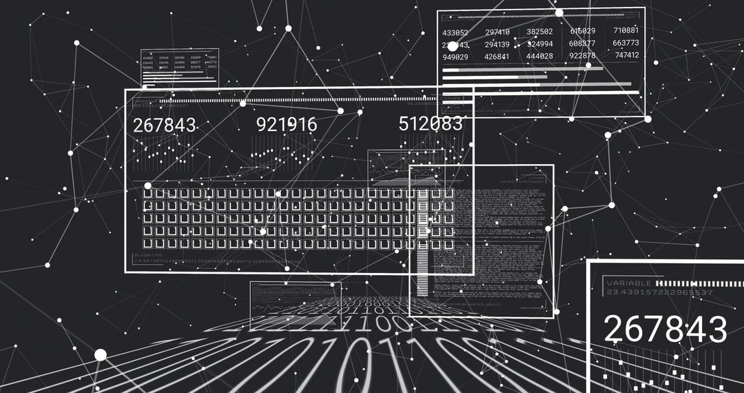 Futuristic Digital Network with Cybersecurity Elements