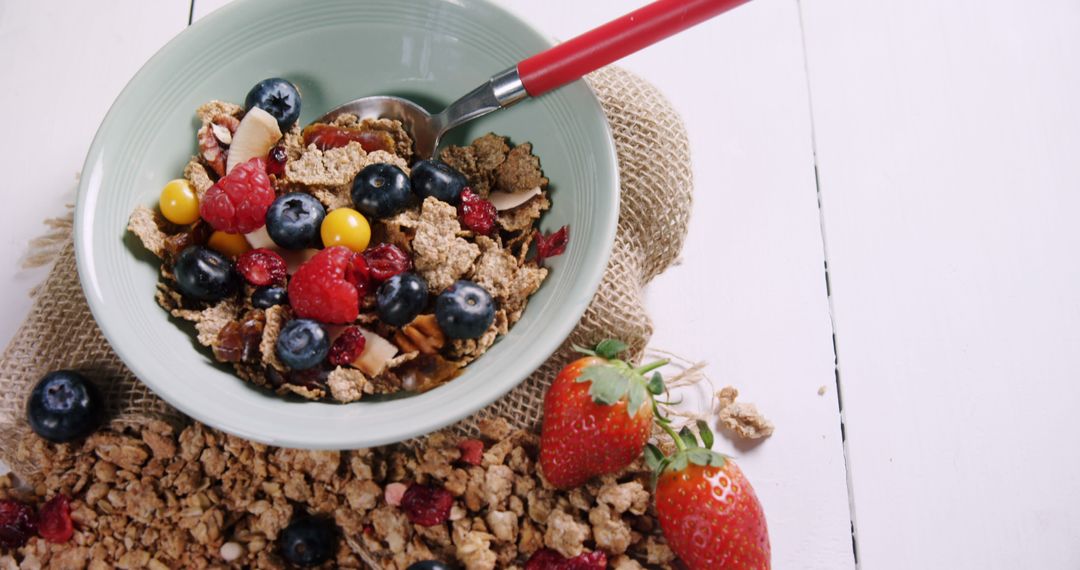 Healthy Breakfast with Granola and Fresh Berries - Free Images, Stock Photos and Pictures on Pikwizard.com