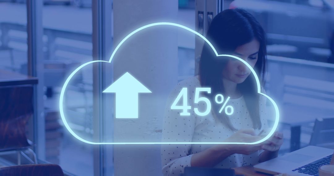 Cloud Computing Progress with Businesswoman Using Smartphone