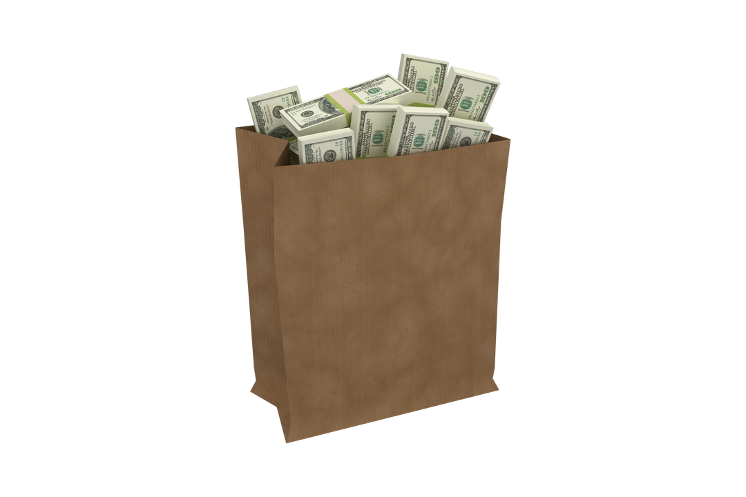 Paper Bag Filled With Money on Transparent Background - Download Free Stock Images Pikwizard.com