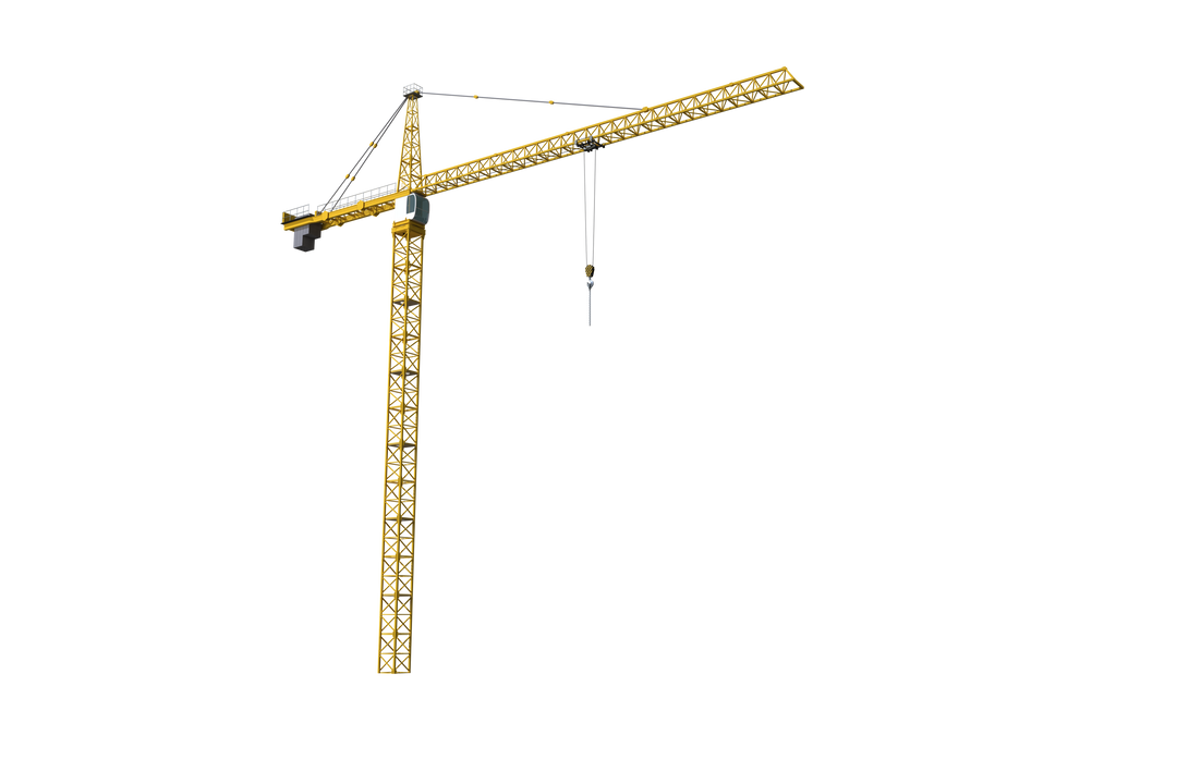 Transparent high reach yellow construction crane on peak construction project - Download Free Stock Images Pikwizard.com