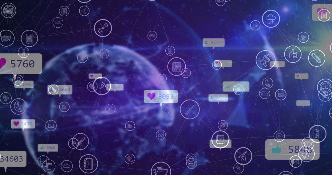 Global Connectivity with Social Media Icons and Network